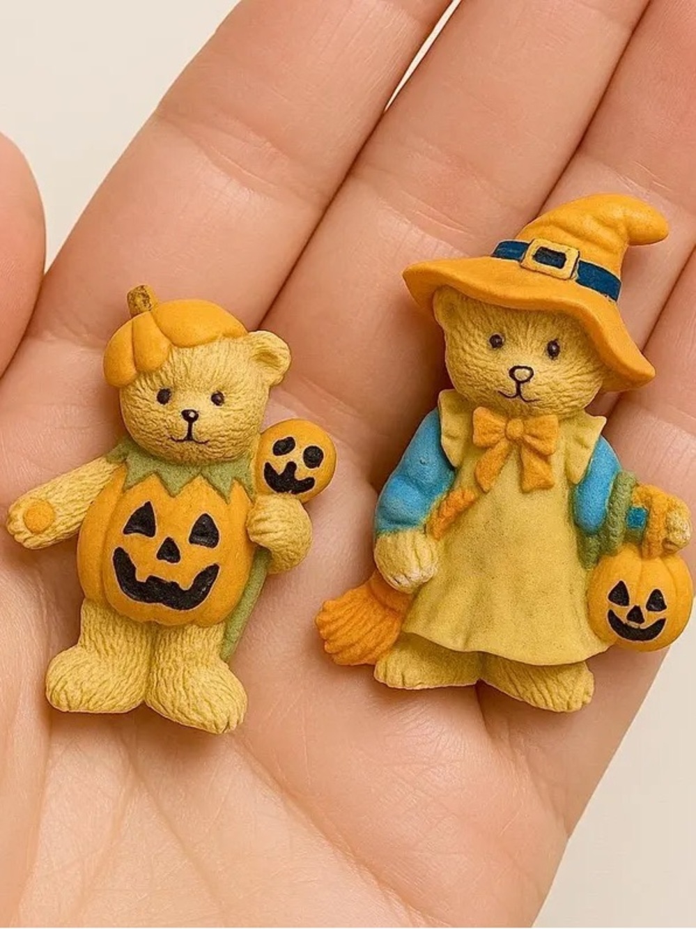 Vintage Halloween Teddy Bear Brooches | Trick-or-Treat Bears (SET OF 2)